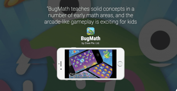 BugMath is an educational game for children that teaches math through Singapore's math principles and covers fundamental concepts such as counting, number ordering, basic addition, and subtraction in a graduated format.