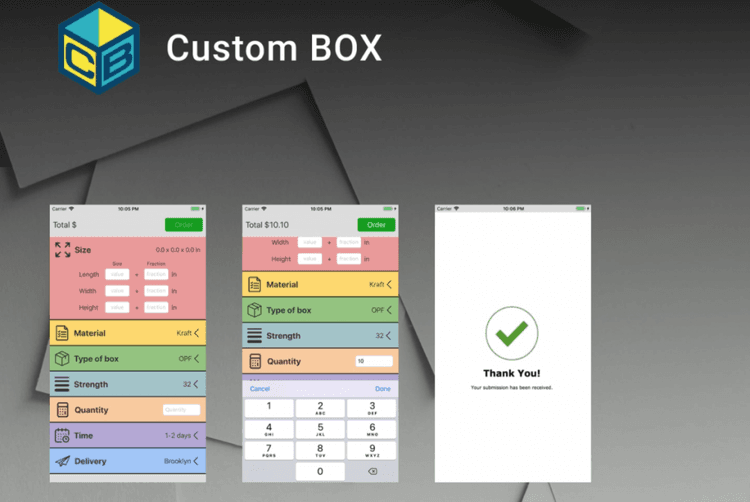 This is a custom iOS app created by Vasilkoff for a Manhattan-based company. It simplifies the process of getting pricing for custom-sized boxes and enables salespeople to get up-to-date pricing quickly and easily. The app is available for delivery in Brooklyn, New Jersey, and Manhattan.