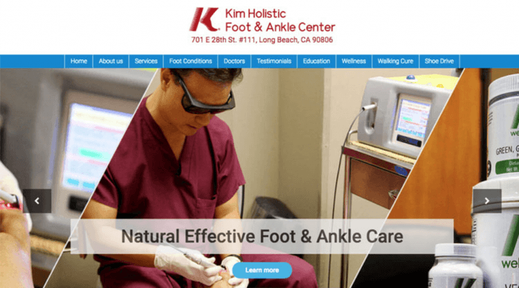 Kimfoot is a website built on WordPress, promoting holistic treatments for foot and ankle problems with a team of highly trained podiatric specialists using cutting edge technology and natural remedies. They offer Platelet Rich Plasma injections for safe and natural healing of chronic injuries.